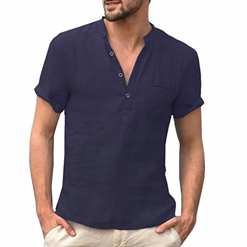 Short Sleeve Cotton V-Neck T-Shirt