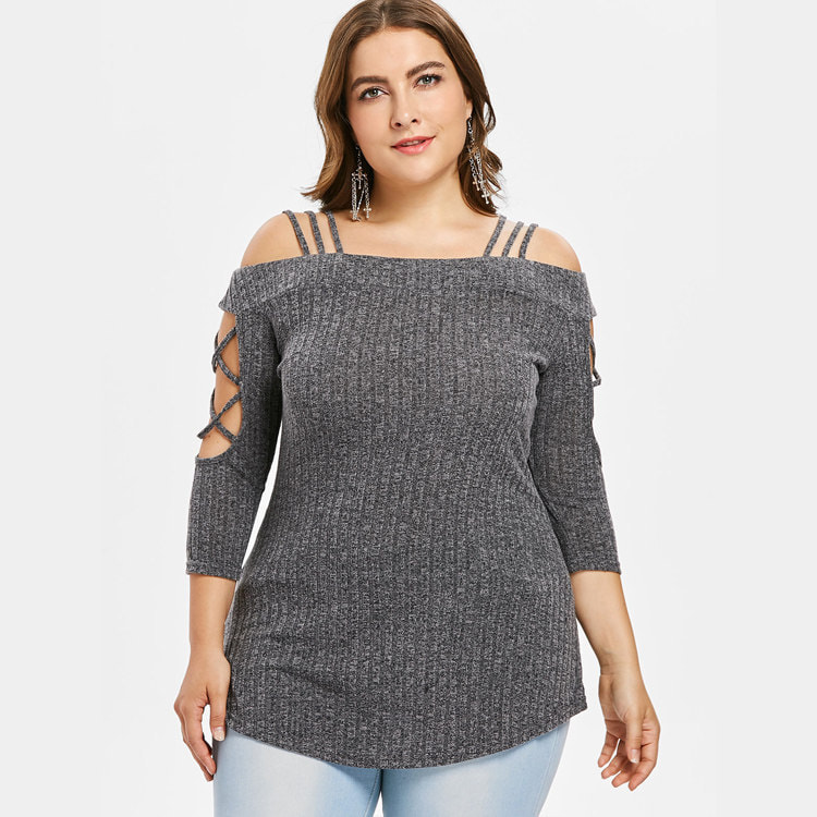 Women's Plus Size Cotton Polyester knitted sweater