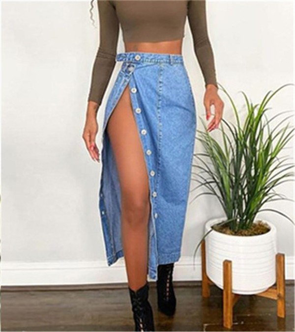 Women's Denim Casual Fork Hip Split Skirt